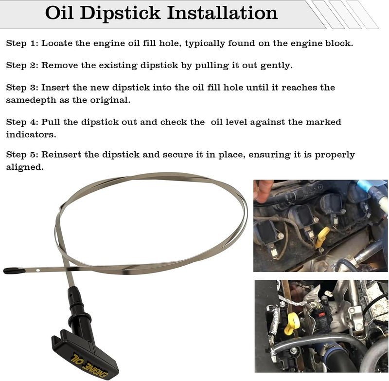 FBLOWMOD 5086843AB Engine Oil Dipstick Indicator, Compatible with Dodge Ram 2500 3500 Pickup 5.9L RAM 4000 Diesel 5.9L L6 Engine Oil Fluid Level Dip Stick Replace 5086844AA, 921127, 921128 - Image 5